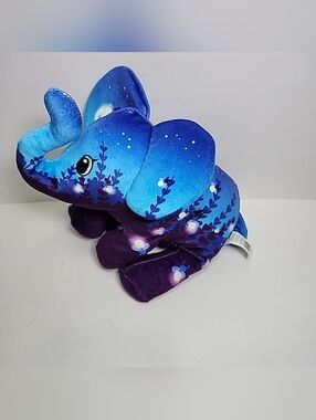 pop Blue & Purple Floral Elephant Plush
